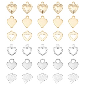 304 encantos de acero inoxidable, bloqueo de corazón y anillo de corazón y corazón inflado