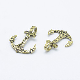 Messing Anhänger & Charms, Anker, langlebig überzogen, Cadmiumfrei und Nickel frei und Bleifrei