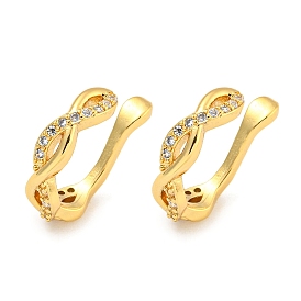 Brass Micro Pave Cubic Zirconia Cuff Earrings, for Women, Infinity