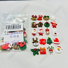 40Pcs 20 Styles Christmas Opaque Resin Decoden Cabochons, Mixed Shapes