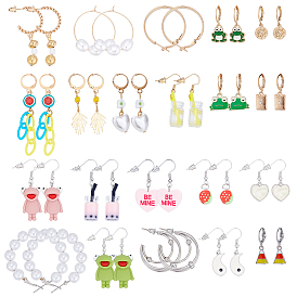 4 комплект из серег-колец из сплава и смолы для женщин