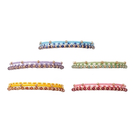 3Pcs 3 Style Natural Gemstone & Glass Seed Beaded Stretch Bracelets Set for Women