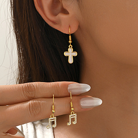 Латунь болтаться серьги, золотые