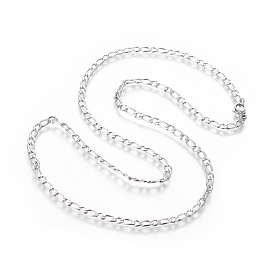304 Stainless Steel Figaro Chain Necklaces, with Lobster Claw Clasps