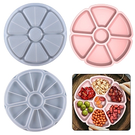 DIY 7 Compartments Tray Silicone Molds, Resin Casting Molds, For Candy, Cookies, Nut Dip, Chips Storage Molds, Petal