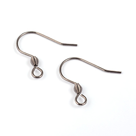 304 Stainless Steel Earring Hook Findings, with Horizontal Loop