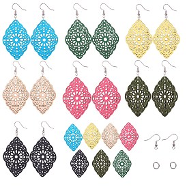 SUNNYCLUE DIY Earring Making, with Imitation Leather Filigree Joiners Links, Brass Earring Hooks
