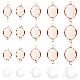 Наборы для самостоятельного изготовления соединительных элементов, с плоскими круглыми соединительными настройками кабошон 304 из нержавеющей стали, чашки безель с краями, купольные прозрачные стеклянные кабошоны