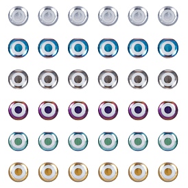 Electroplate Glass Beads, Round with Evil Eye Pattern
