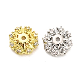 Колпачки для бусин из прозрачного кубического циркония с микропаве из латуни, долговечный, стойки покрытие, без свинца и без кадмия, ионное покрытие (ip)