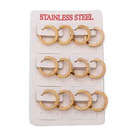 304 Stainless Steel Huggie Hoop Earrings, with Polymer Clay Crystal Rhinestone, Ring