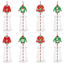 8Pcs Sweater Paper Straw Decor, Holiday and Christmas Party Decorative Straws