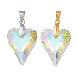 Стеклянные подвески, сердце, с латунным прижимных поручительств, граненые