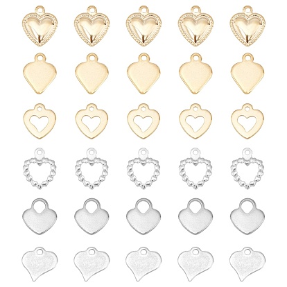 304 encantos de acero inoxidable, bloqueo de corazón y anillo de corazón y corazón inflado