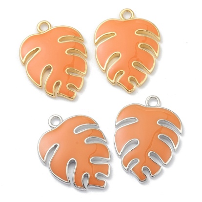 Латунь эмаль подвески, подвески из тропических листьев, талисманы листьев монстеры, долговечный, песчаный коричневый