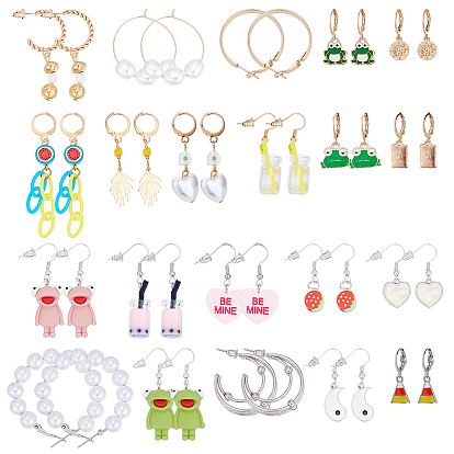 4 комплект из серег-колец из сплава и смолы для женщин