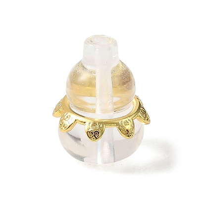 Природный кристалл кварца бусины, бусины в форме тыквы, с латунной фурнитурой , золотые