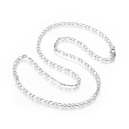 304 Stainless Steel Figaro Chain Necklaces, with Lobster Claw Clasps