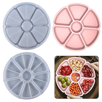 DIY 7 Compartments Tray Silicone Molds, Resin Casting Molds, For Candy, Cookies, Nut Dip, Chips Storage Molds, Petal