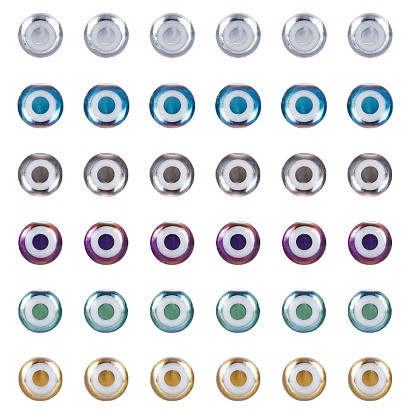 Electroplate Glass Beads, Round with Evil Eye Pattern