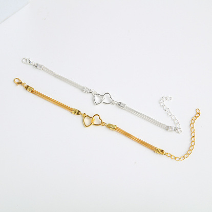 Браслеты из сплава с двойным сердцем, кабельные браслеты для женщин