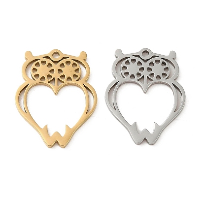 5 pcs 201 pendentifs en acier inoxydable, Coupe au laser, charme de hibou