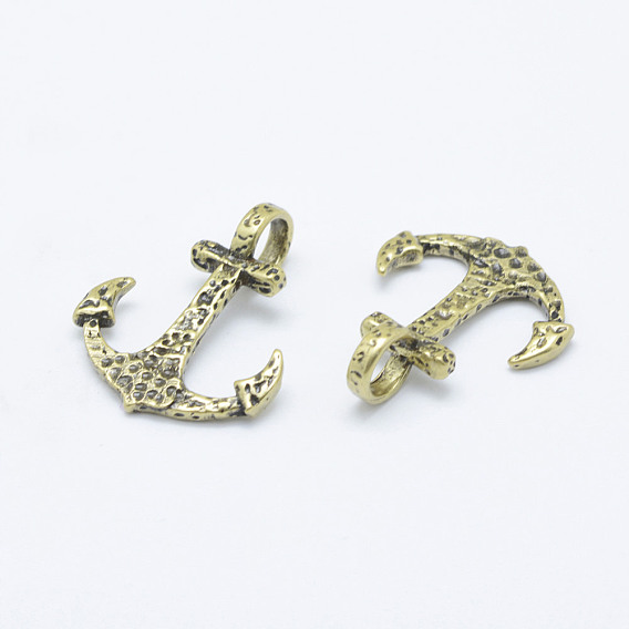Brass Pendants, Anchor, Long-Lasting Plated, Cadmium Free & Nickel Free & Lead Free