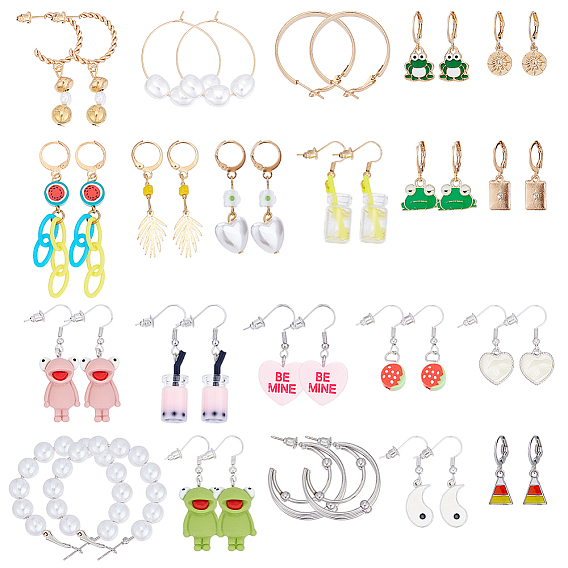 4 комплект из серег-колец из сплава и смолы для женщин