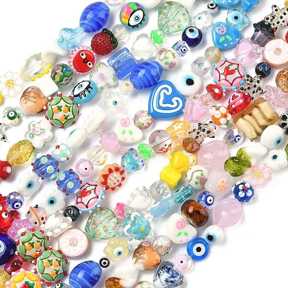 Бусины ручной работы из стекла и стекла, выполненные в смешанном стиле., разнообразные