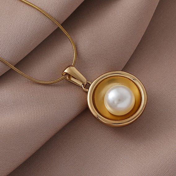 304 ожерелья из нержавеющей стали с полукруглыми подвесками из белого искусственного жемчуга для женщин и девочек