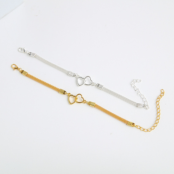 Браслеты из сплава с двойным сердцем, кабельные браслеты для женщин