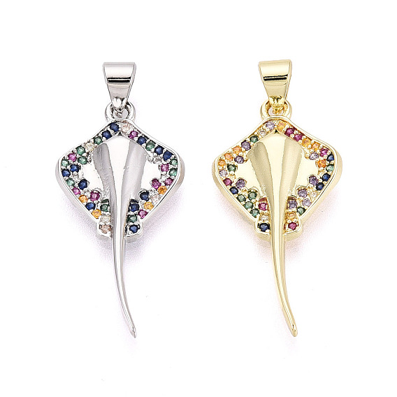 Латунные микро проложить кубического циркония подвески, амулеты манта скат