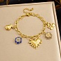 304 Stainless Steel Heart Flower Swan Multi Charm Bracelets for Women