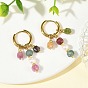 Pendientes colgantes de perlas cultivadas naturales de agua dulce y turmalinas multicolores naturales., 202 aretes de aro huggie de acero inoxidable para mujer