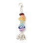 Chakra Theme Natural Gemstone Pendant Decorations, with Alloy Lobster Claw Clasps, Elephant Pendant