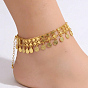 Fashion Brass Multi-layer Coin Tassel Anklets for Women
