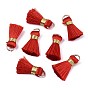 Handmade Polycotton(Polyester Cotton) Tassel Decorations, Pendant Decorations, with Golden Iron Loops