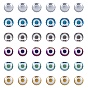 Electroplate Glass Beads, Round with Evil Eye Pattern