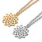201 Stainless Steel Pendants Necklaces, with Cable Chains, Flower