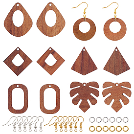 Olycraft diy висячие наборы для изготовления серег, в том числе подвески из неокрашенного ореха, Латунные крючки для сережек, Перейти латунные, разнообразные