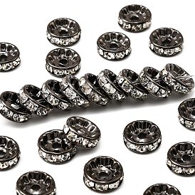 Латунные бусины разделители для поставки стразов, класс А, прямой фланец, металлический черный , рондель