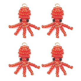 Подвески в виде осьминога, обмотанных медной проволокой и украшенных бусинами., подвески из бисера, с 304 кольцами из нержавеющей стали