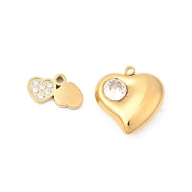 304 микро нержавеющей стали прокладывать Цирконом подвески, сердце прелести, ионное покрытие (ip), ручная полировка