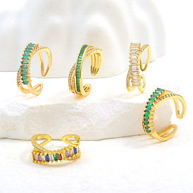 Retro-style Green Zircon Adjustable Ring for Women, Unique Fashion Jewelry