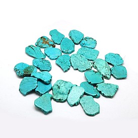 Pépites perles de magnésite naturelle brins, teints et chauffée, 22~36x38~59x5~8mm, Trou: 1mm, 16.5 pouce, environ3 brins / kg