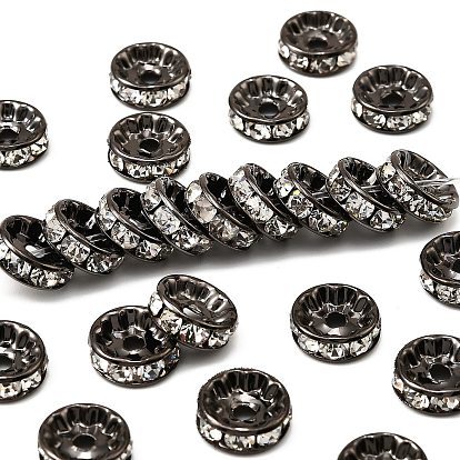 Латунные бусины разделители для поставки стразов, класс А, прямой фланец, металлический черный , рондель