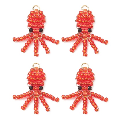 Подвески в виде осьминога, обмотанных медной проволокой и украшенных бусинами., подвески из бисера, с 304 кольцами из нержавеющей стали