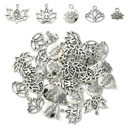 35 шт 5 стили подвески из сплава в тибетском стиле, цветок
