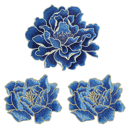 3 шт. 2 стили узор пиона полиэстеровые ткани компьютерная вышивка ткань пришивание заплаток, аксессуары для костюма