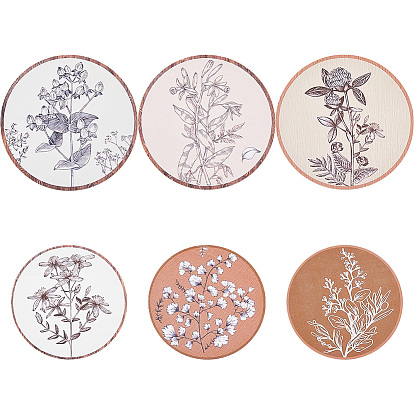 6шт. деревянная плоская круглая настенная панель в богемном стиле с цветочным декором, отделка стен, с железным крюком